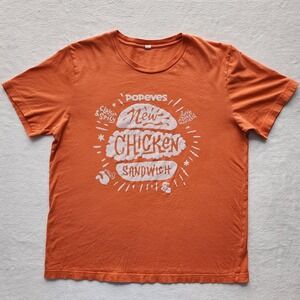 Popeyes Chicken Sandwich T Shirt Mens Medium‎ Orange Love That Chicken NOLA Tee